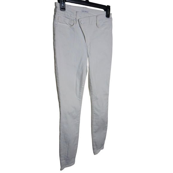 Good American Good Legs Ultimate Skinny White Denim Jeans Sz 4 Cross Over Waist - Picture 2 of 6